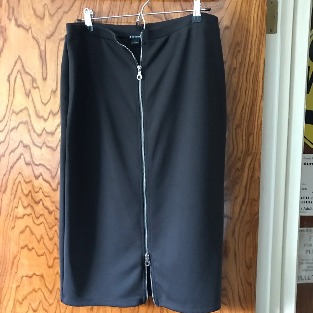 Black zip-back (or front) long skirt